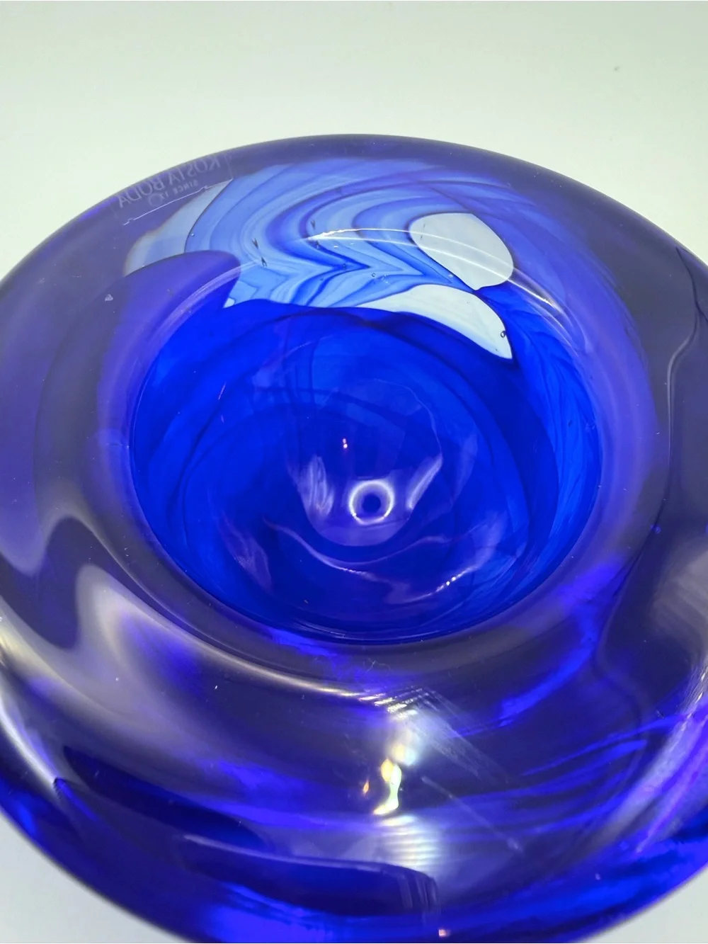Pair Kosta Boda Atoll Cobalt Blue Glass Votive Holders Anna Ehrner Sweden 69727